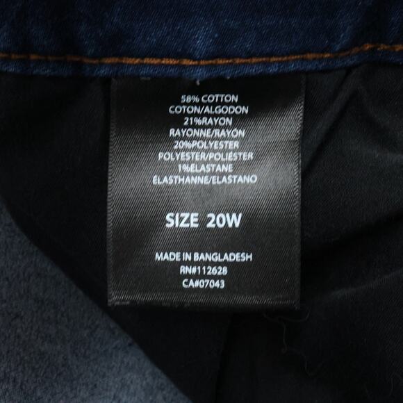 Tahari Jeans Plus Size 20W Dark Blue Stretch Cotton Denim High Rise Skinny - Picture 4 of 14